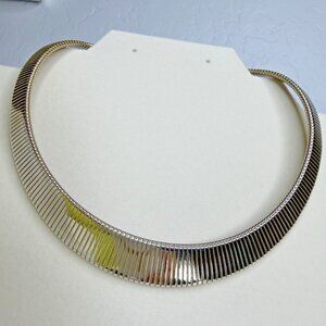 Vintage Two-Tone Tubogas Collar Necklace Reversible Silver & Gold Choker 16